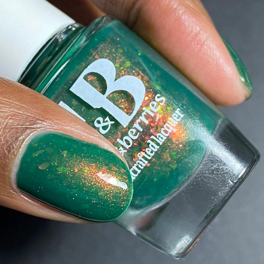 green shirt, red beard - Jen & Berries nail polish